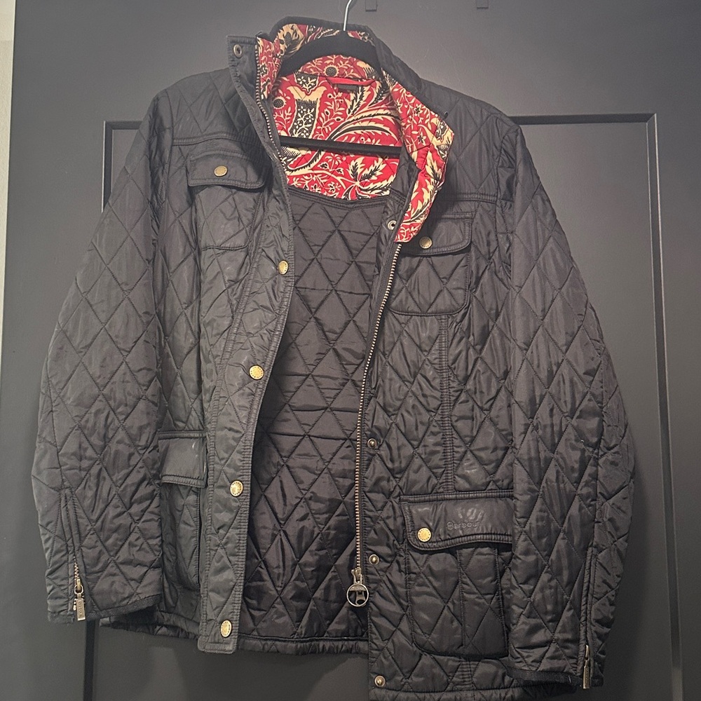 Barbour Quilted Jacket with Red and Black Pattern